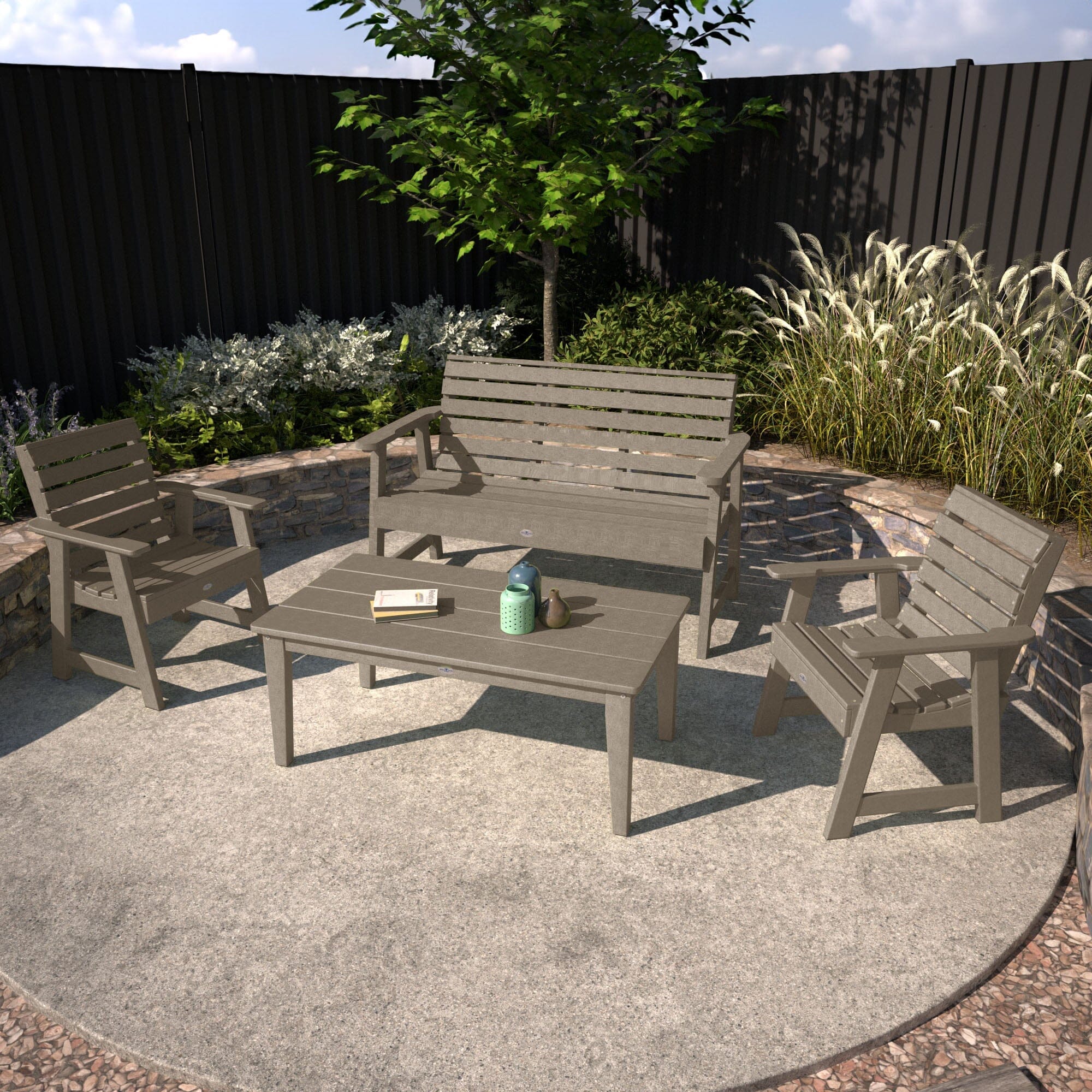 Riverside Garden Bench 4ft, 2 Garden Chairs, and Conversation Table Set - Image 12