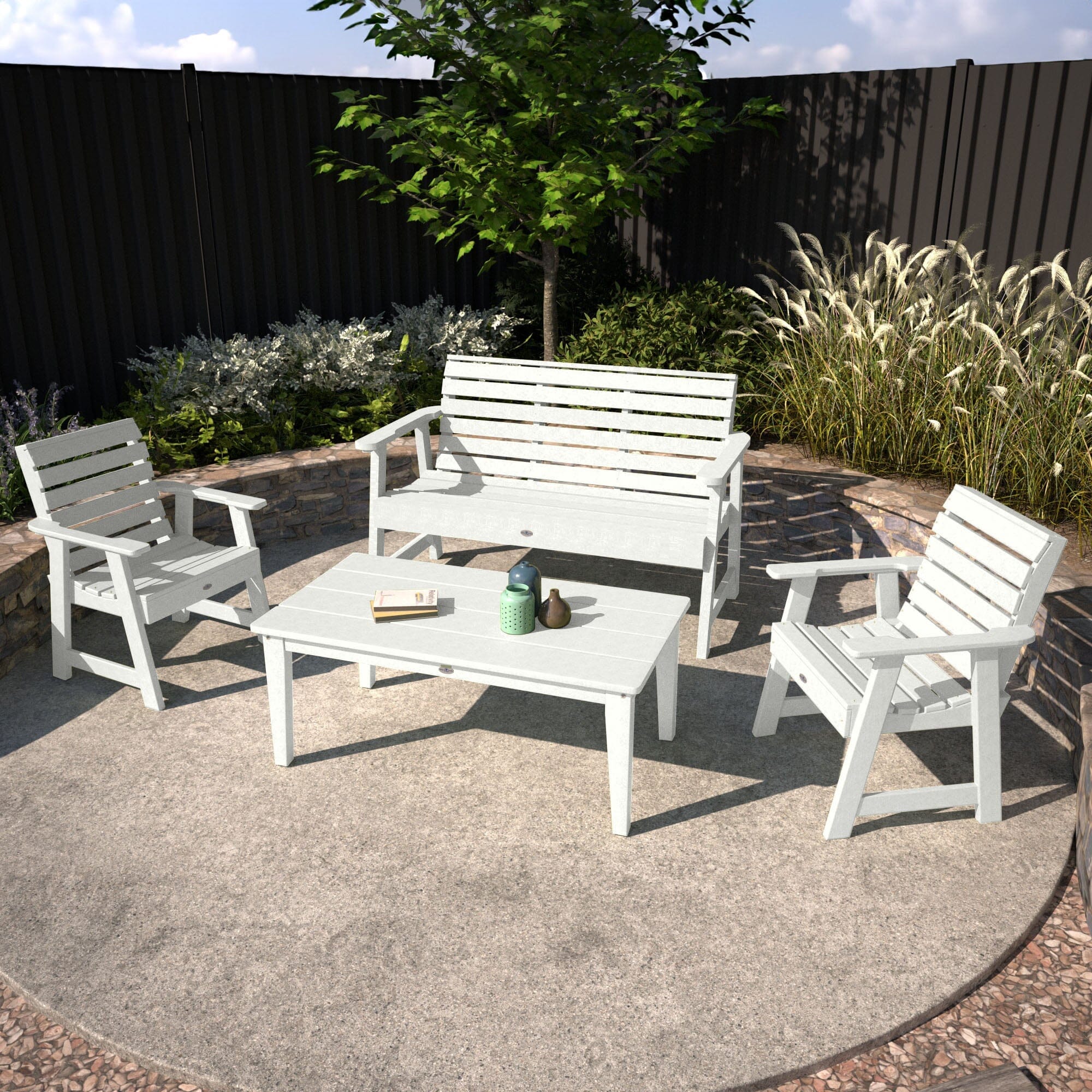 Riverside Garden Bench 4ft, 2 Garden Chairs, and Conversation Table Set - Image 14