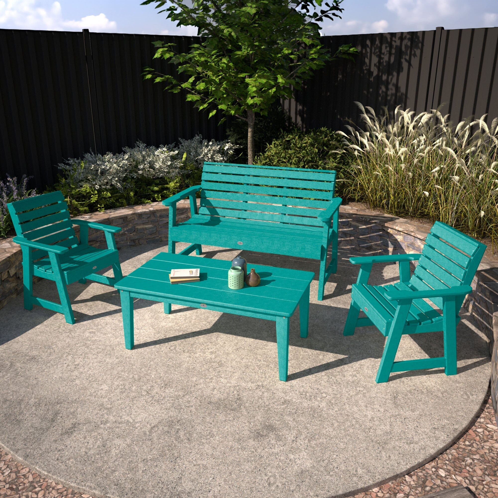 Riverside Garden Bench 4ft, 2 Garden Chairs, and Conversation Table Set - Image 4