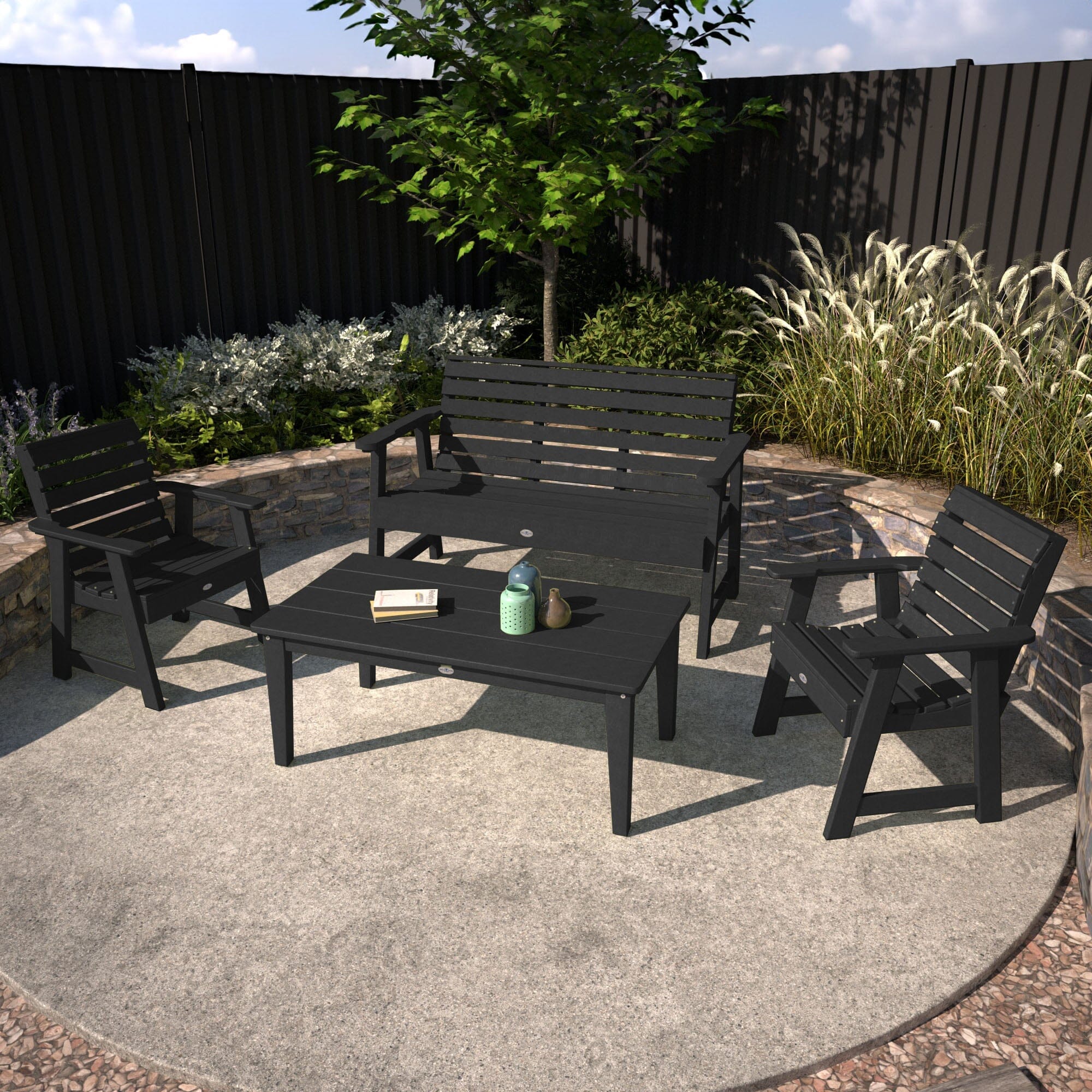 Riverside Garden Bench 4ft, 2 Garden Chairs, and Conversation Table Set - Image 8