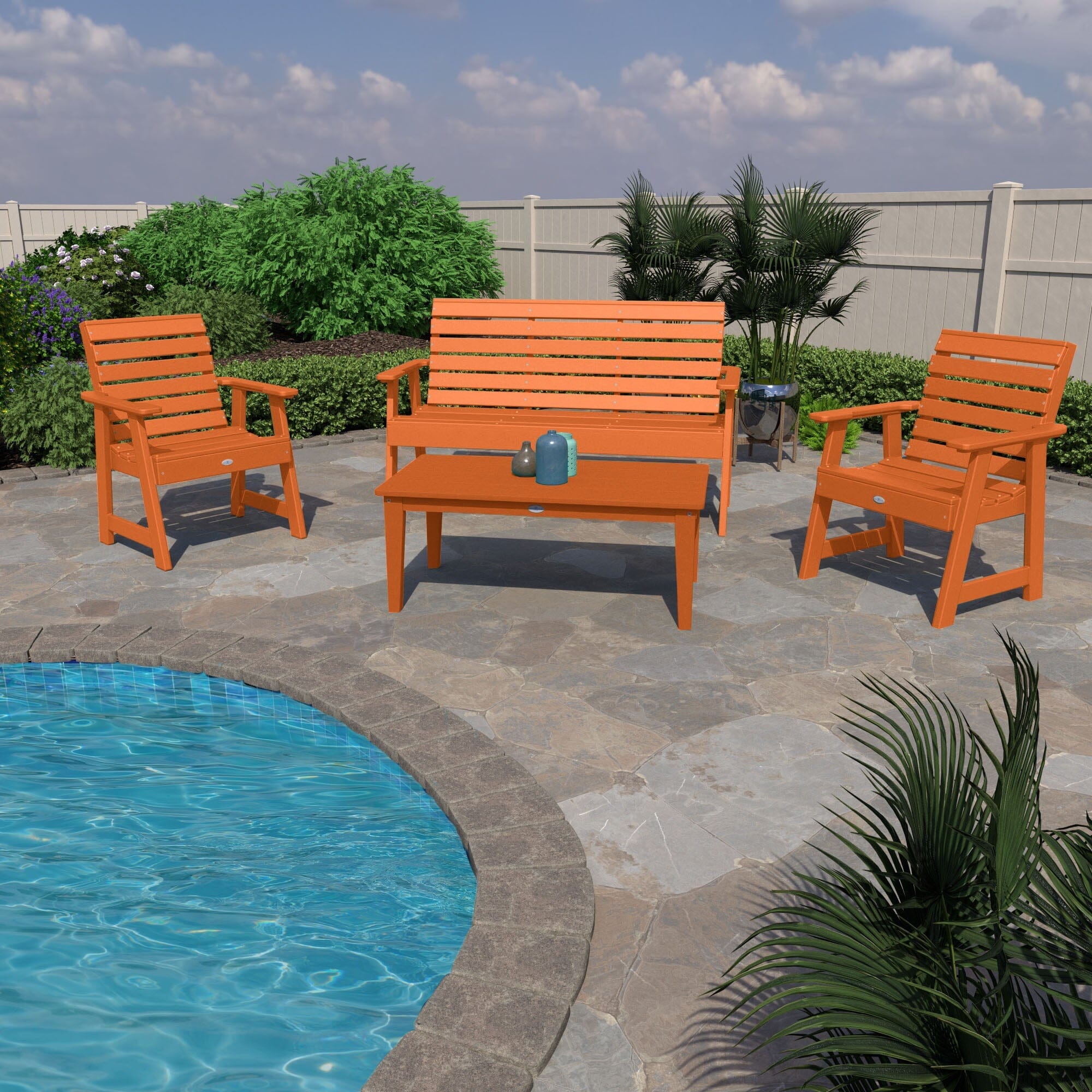 Riverside Garden Bench 5ft, 2 Garden Chairs and Conversation Table Set - Image 10