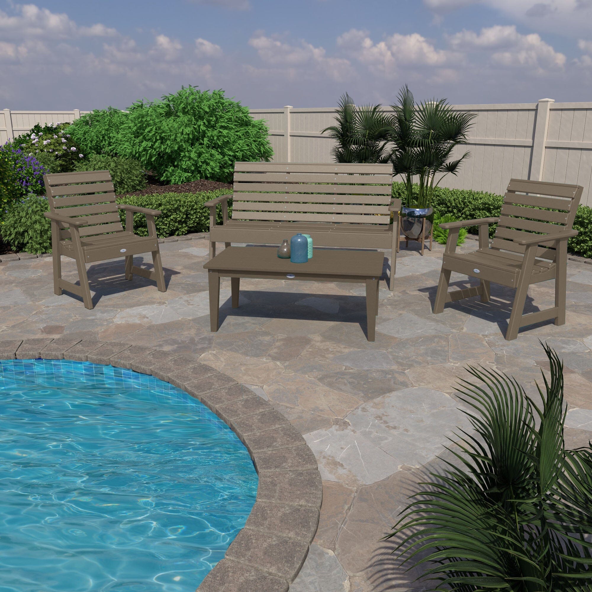 Riverside Garden Bench 5ft, 2 Garden Chairs and Conversation Table Set - Image 12