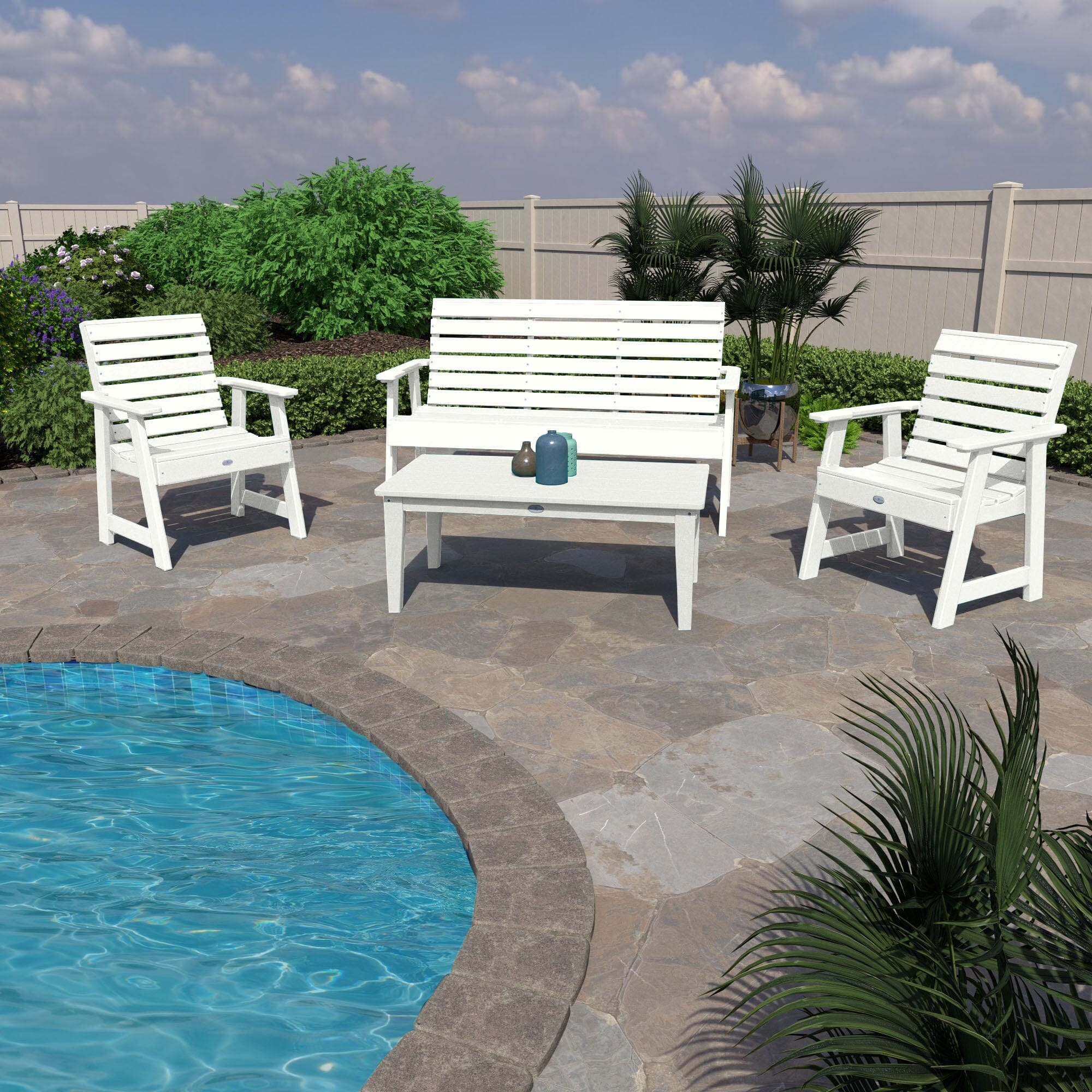 Riverside Garden Bench 5ft, 2 Garden Chairs and Conversation Table Set - Image 14