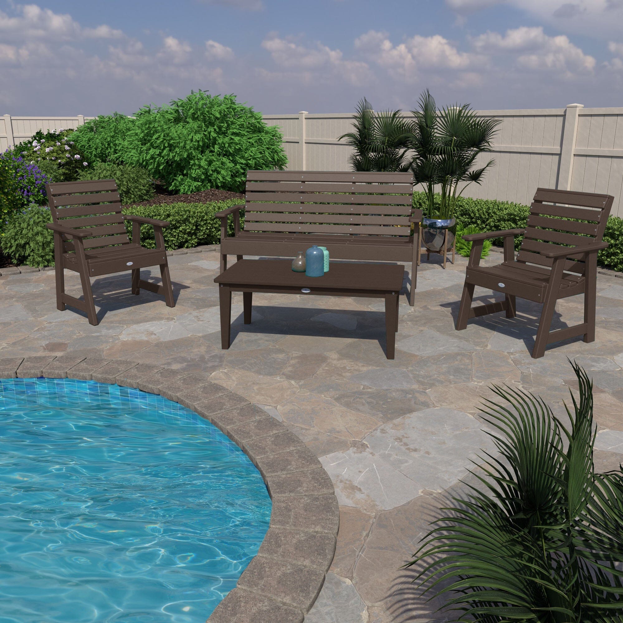 Riverside Garden Bench 5ft, 2 Garden Chairs and Conversation Table Set - Image 16