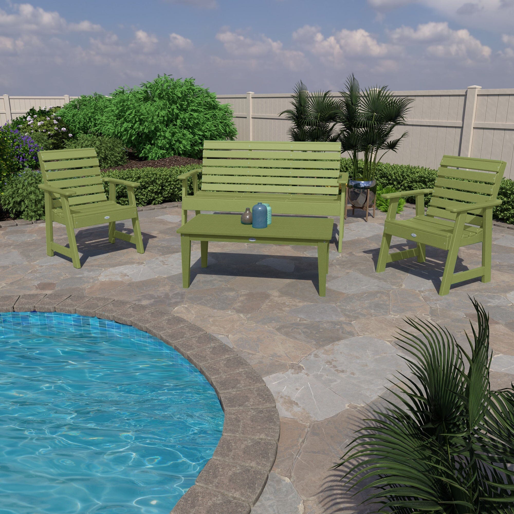 Riverside Garden Bench 5ft, 2 Garden Chairs and Conversation Table Set - Image 18