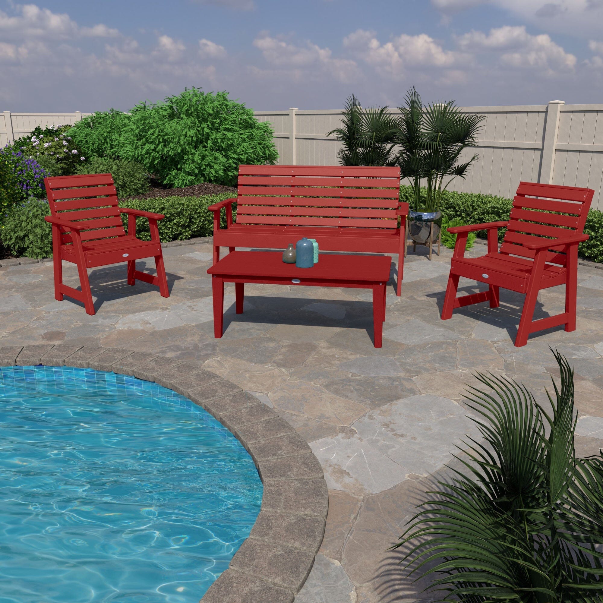 Riverside Garden Bench 5ft, 2 Garden Chairs and Conversation Table Set - Image 6