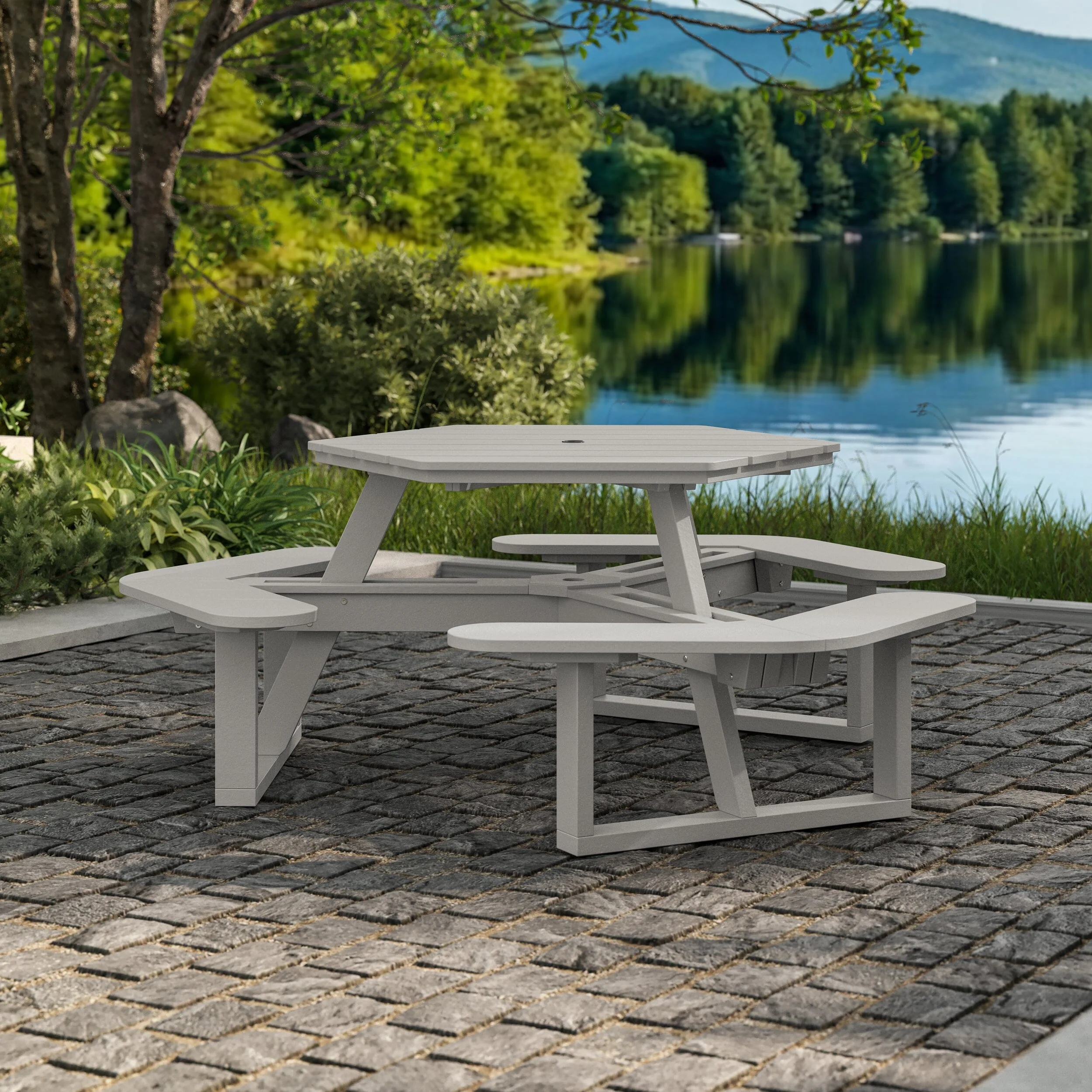 Shoreline Hexagon Picnic Table - Image 34