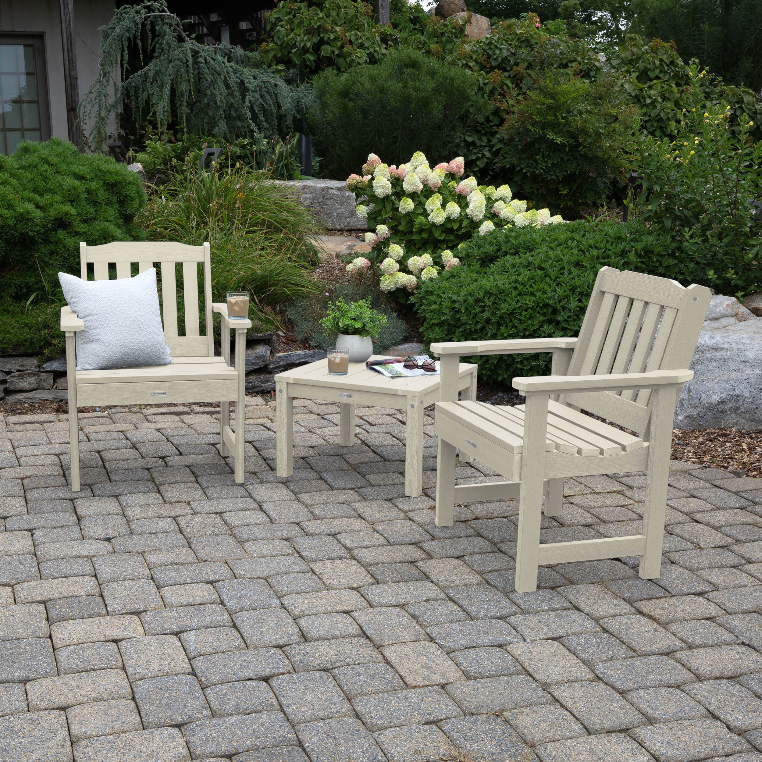 2 Lehigh Garden Chairs with 1 Square Side Table - Image 10