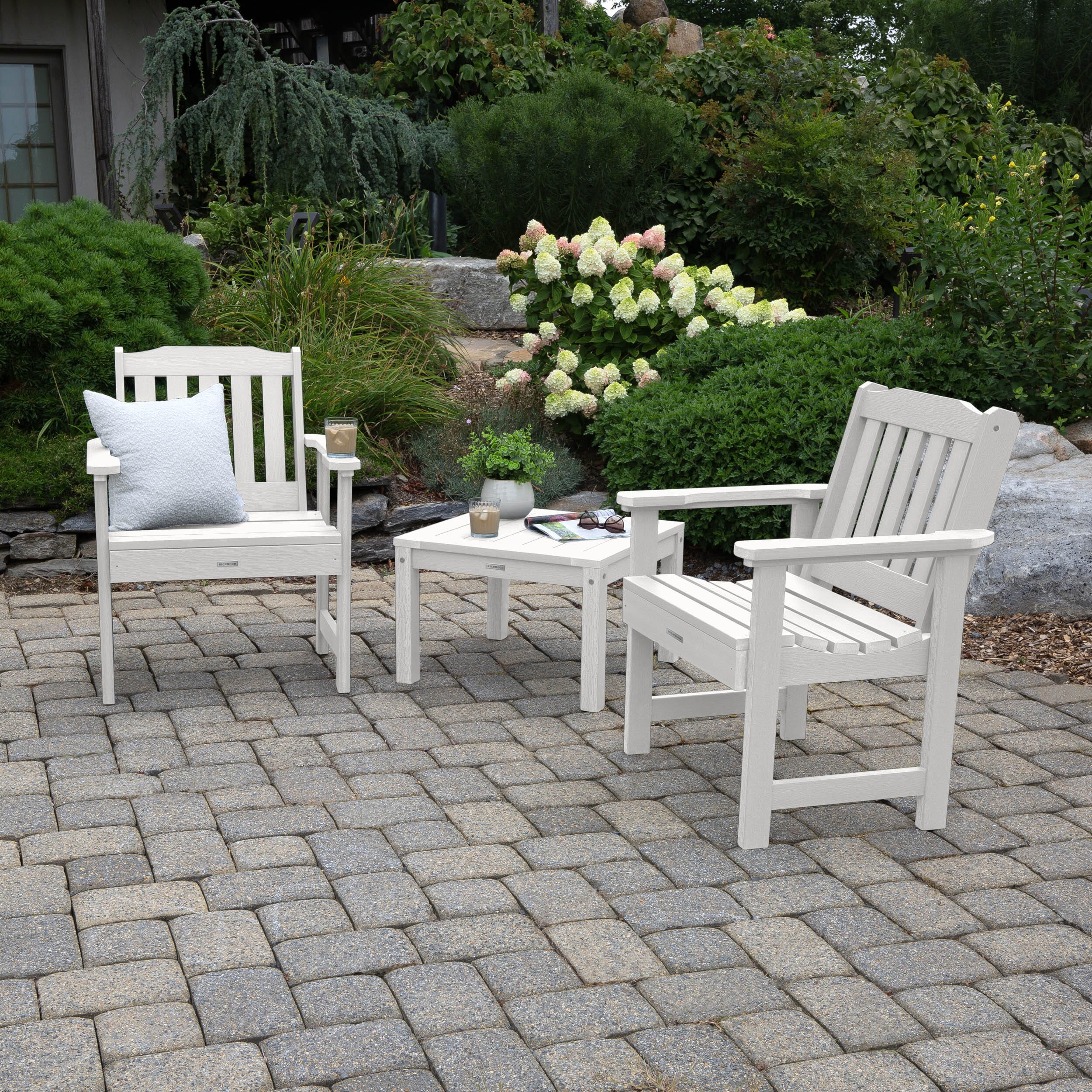 2 Lehigh Garden Chairs with 1 Square Side Table - Image 12