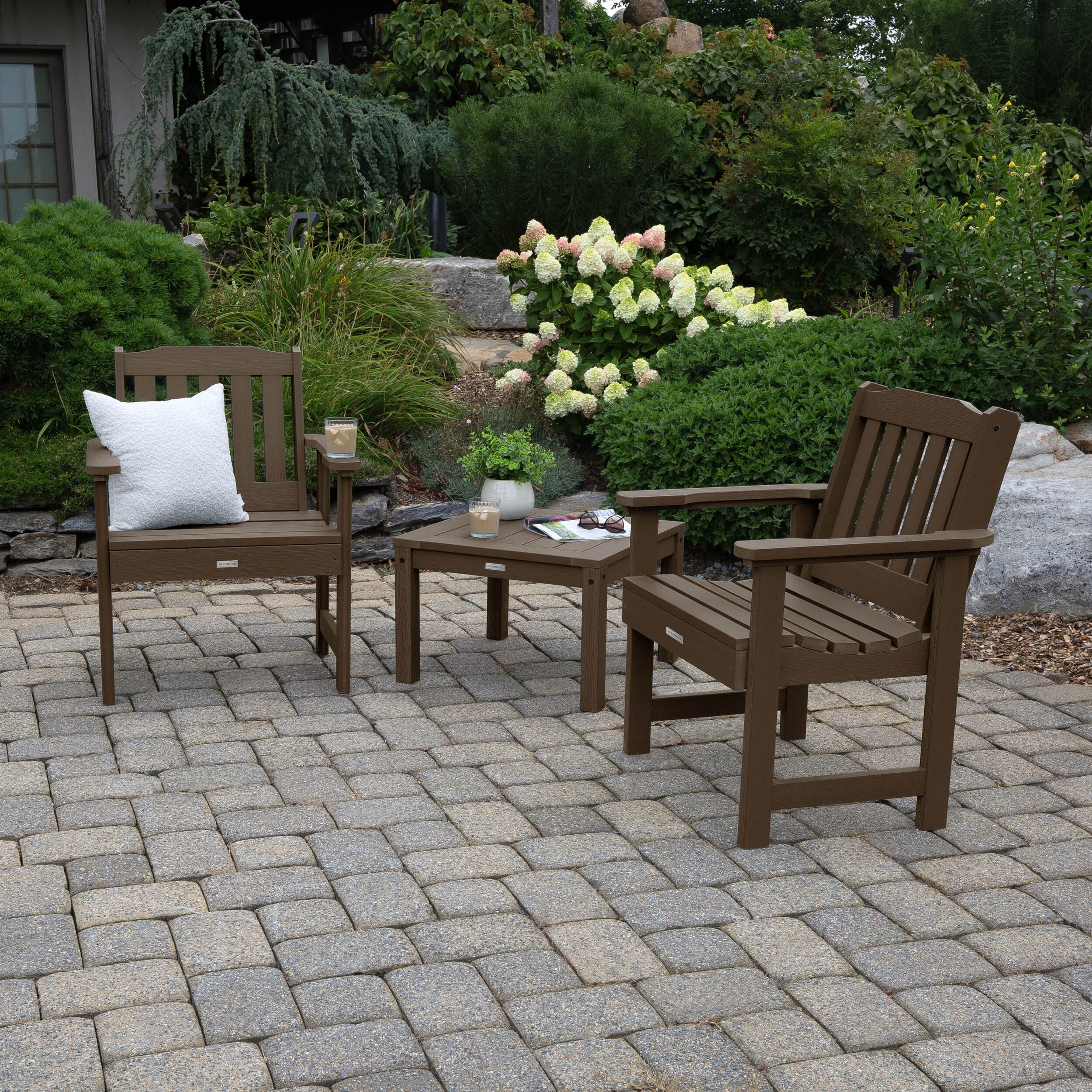 2 Lehigh Garden Chairs with 1 Square Side Table - Image 2