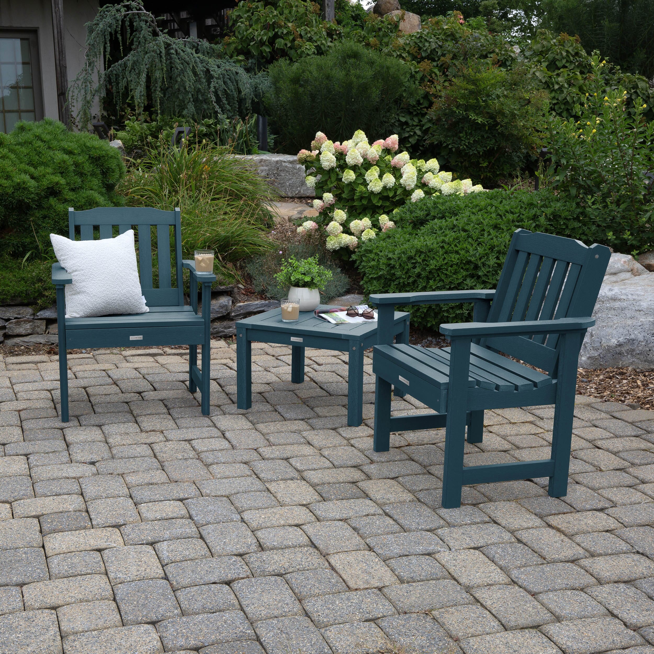 2 Lehigh Garden Chairs with 1 Square Side Table - Image 4