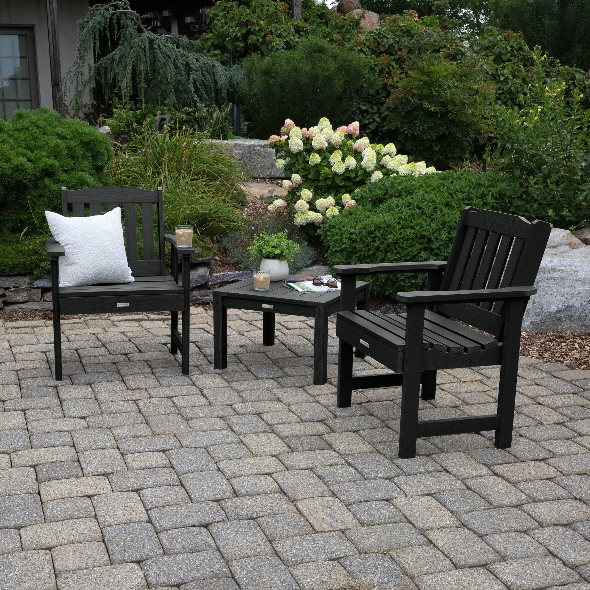 2 Lehigh Garden Chairs with 1 Square Side Table - Image 6