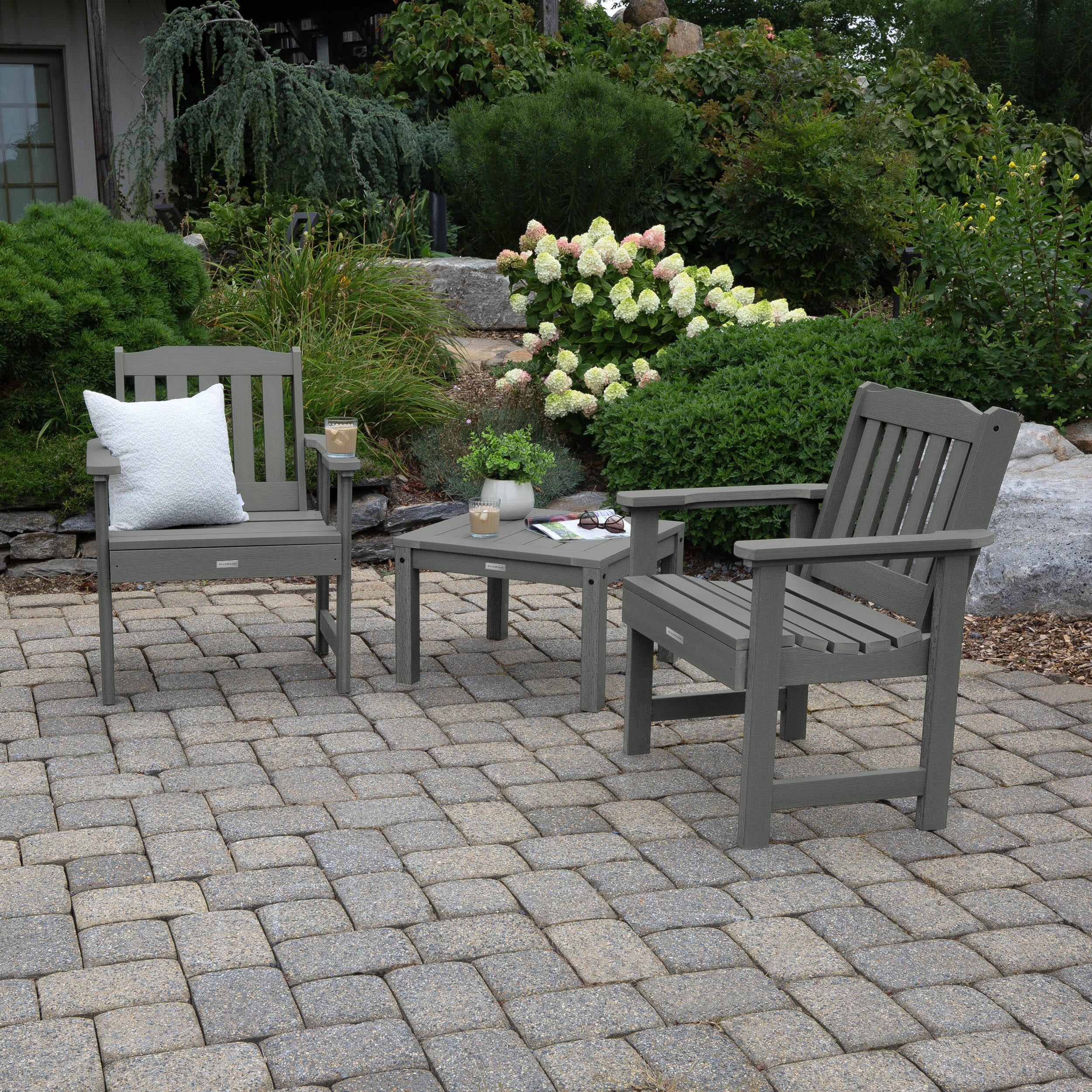 2 Lehigh Garden Chairs with 1 Square Side Table - Image 8