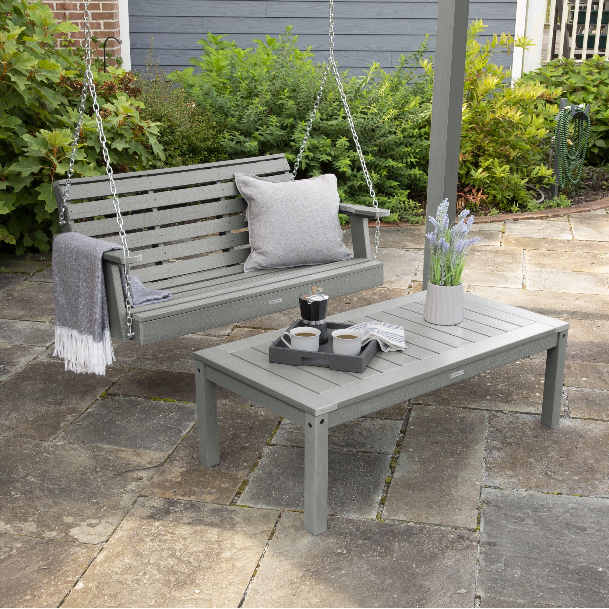 Weatherly Porch Swing 4ft and Adirondack Coffee Table - Image 6