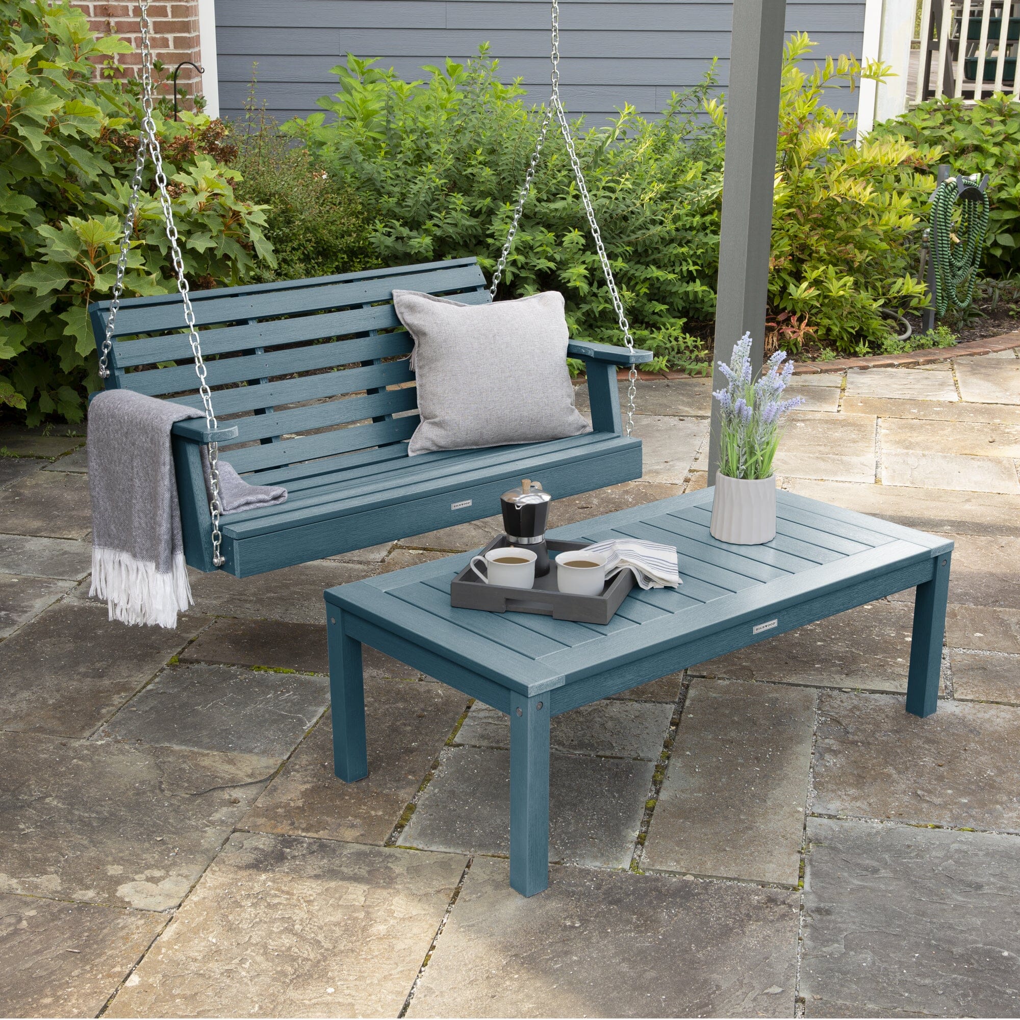 Weatherly Porch Swing 4ft and Adirondack Coffee Table - Image 8