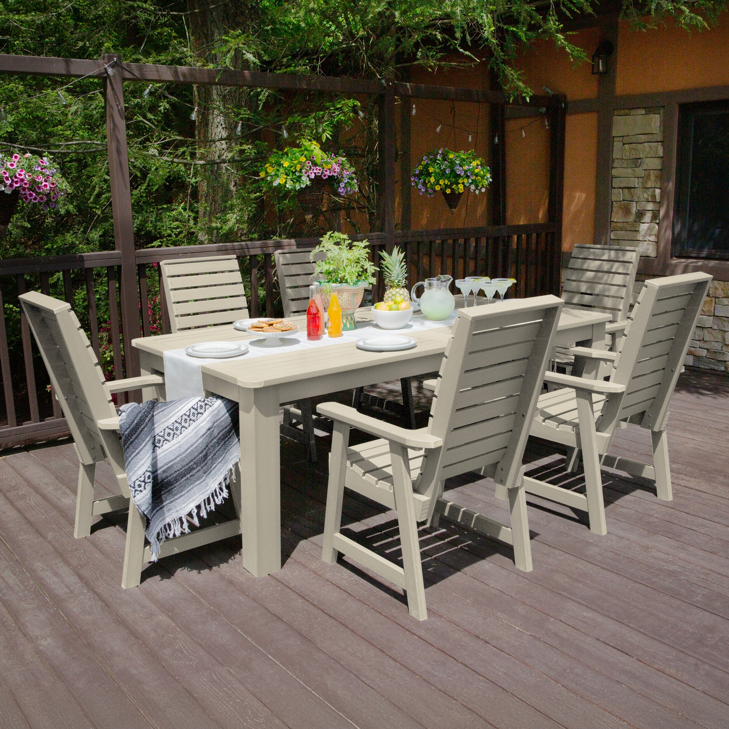 Weatherly 7pc Outdoor Dining Set 42” x 84” - Dining Height - Image 10