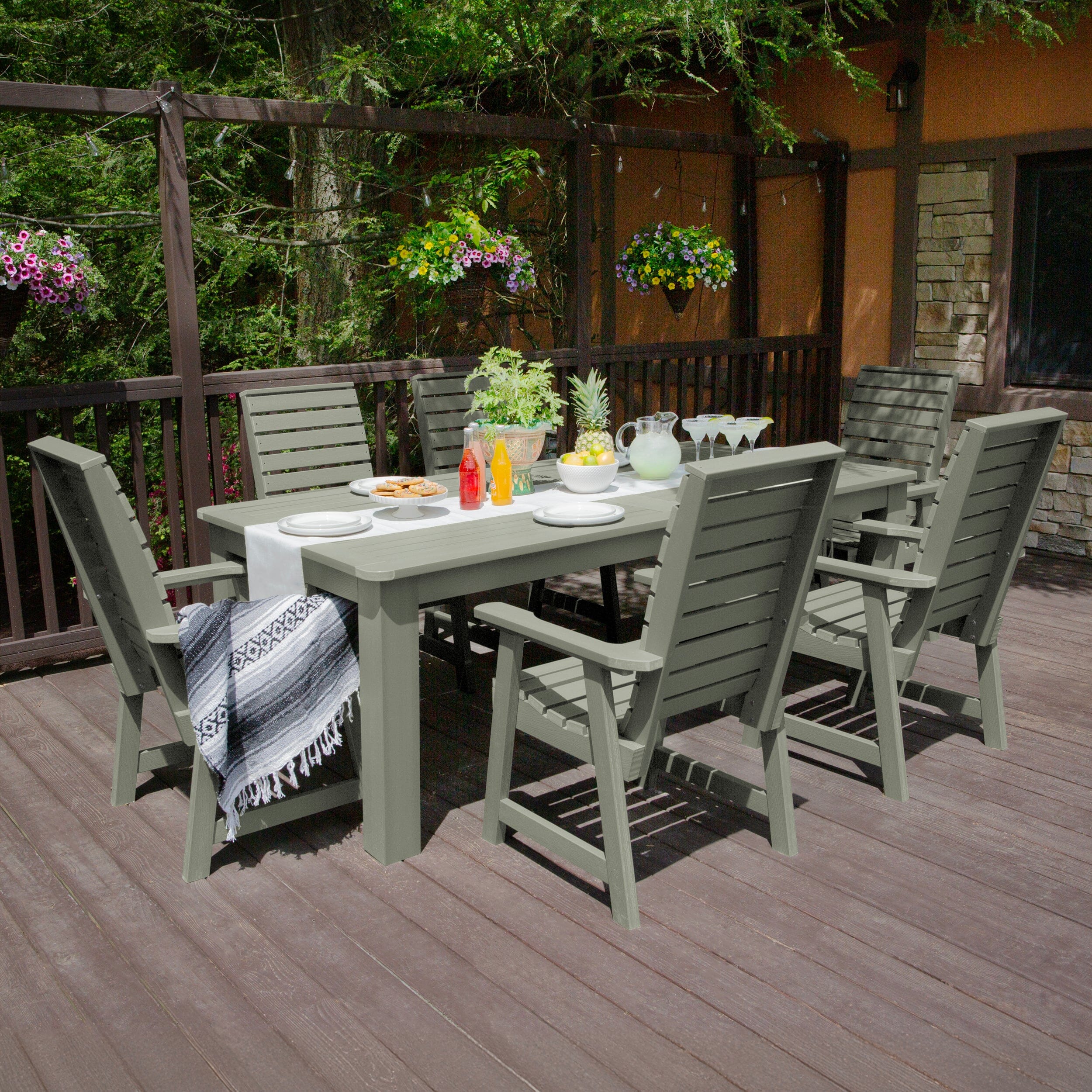 Weatherly 7pc Outdoor Dining Set 42” x 84” - Dining Height - Image 18