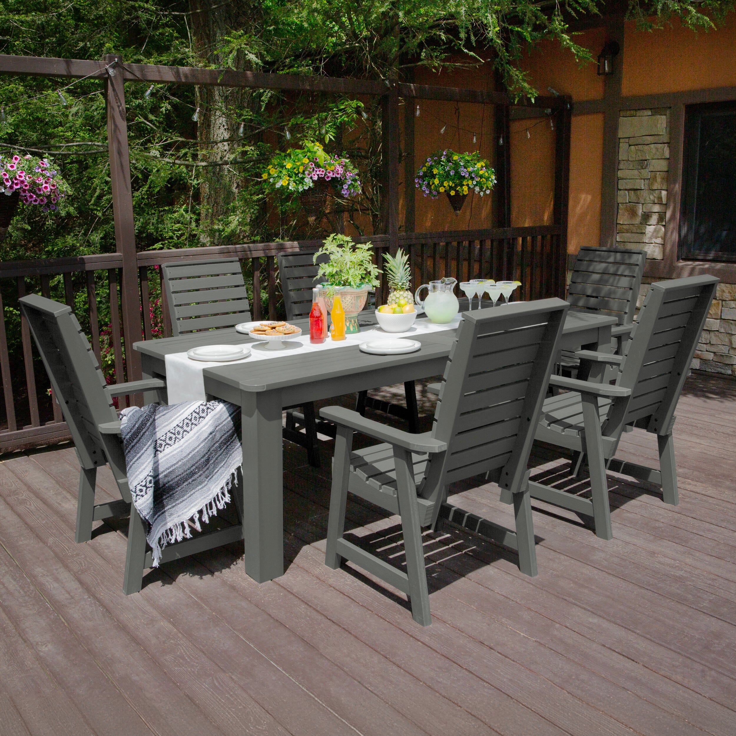 Weatherly 7pc Outdoor Dining Set 42” x 84” - Dining Height - Image 8